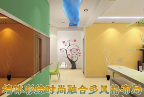 墙体彩绘时尚融合多风格布局