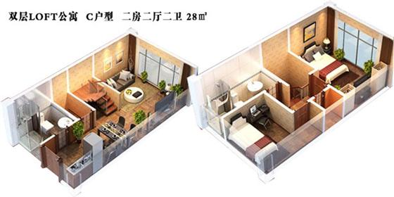 奥林运河湾二期推出28—35㎡创新LOFT公寓
