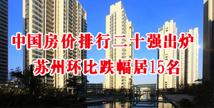 中国房价排行二十强出炉  苏州环比跌幅居15名
