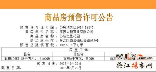 苏杭之星领取预售证 备案价8211-11636元/平