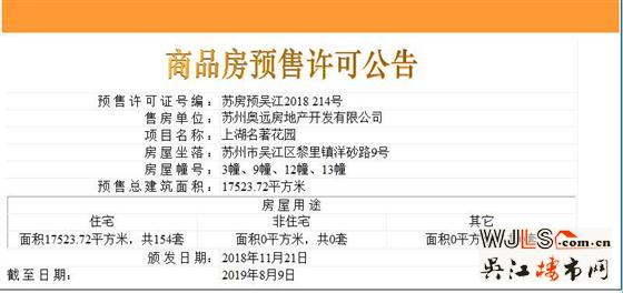 上湖名著新领预售证 备案价18925-24825.01元/平