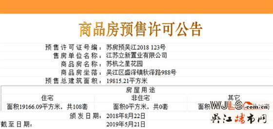 苏杭之星领预售证 预计8月底加推