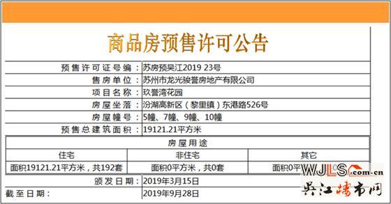 龙光玖誉湾花园领证 备案单价17788-19958