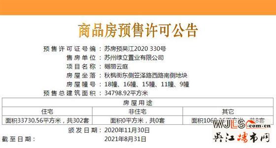 绿地潮映江南首领预售证  预计今日开盘