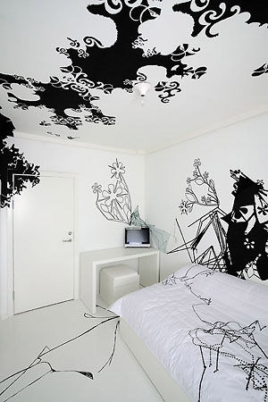 抽象派卧室设计，黑白色的经典演绎
